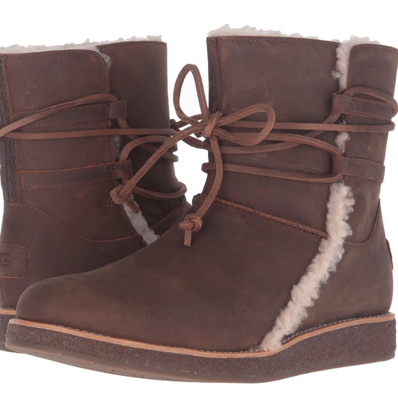 UGG Luisa Chocolate Lace Up Sheepskin Boots 🐑🌚 - Picture 2 of 7